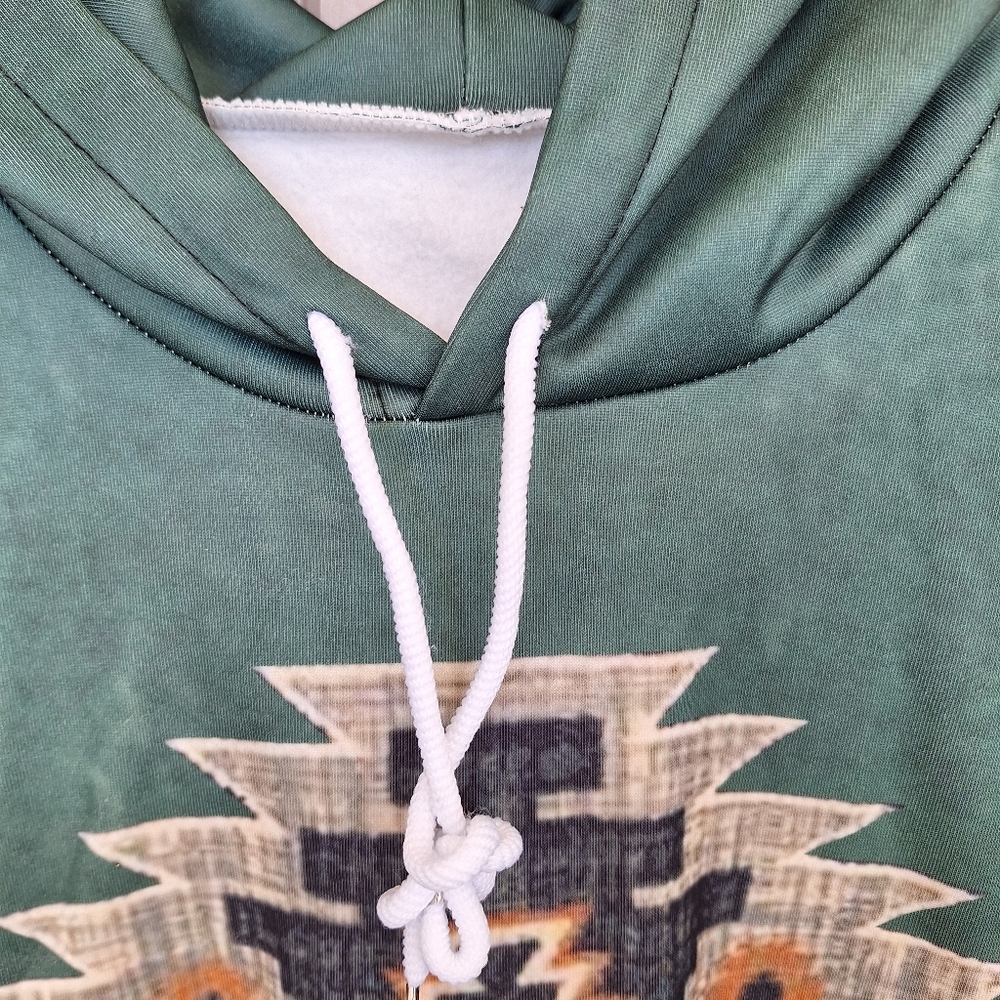 SW Print Hoodie Shiny Knit Drawstring SzXL? Long Sleeves NEw Without Tags - Picture 10 of 11